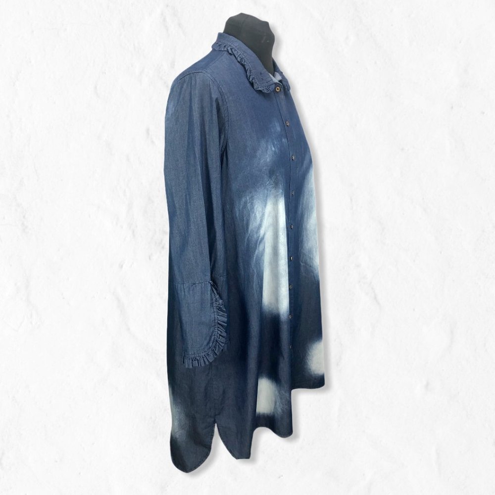 NWOT Denim Easel Distressed Button Up Shirt Dress - Picture 2 of 11